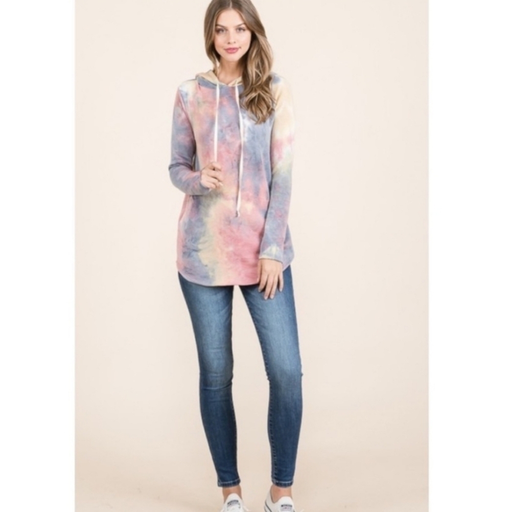 Tie Dye Hoodie w/ Leopard Print Hood - Picture 5 of 15